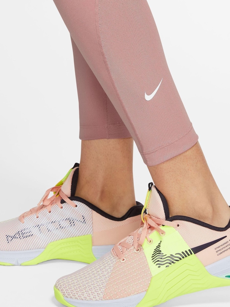 Nike Pink One Mid-Rise 7/8 Mesh-Paneled Leggings - Image 3 of 3