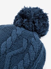 Navy Blue Knitted Baby Trapper Pom Hat (0mths-2yrs) - Image 3 of 3
