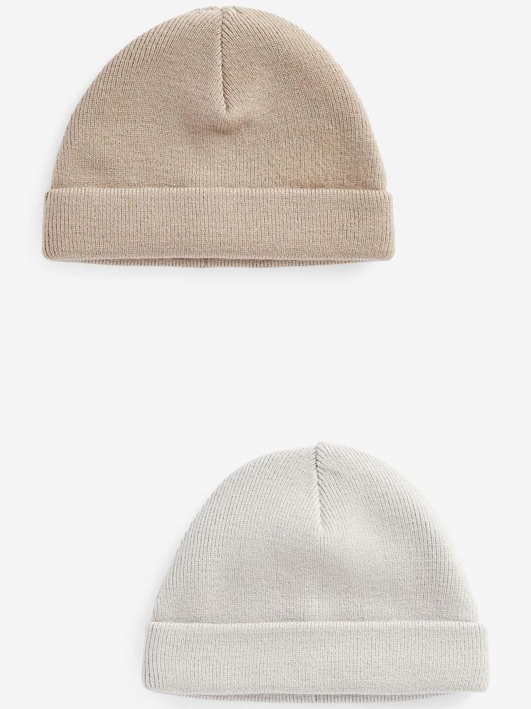 Серый - Baby Knitted Beanie Hats 2 Packs (0mths-2yrs) - Изображение 1 из 3