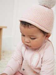Pink Knit Baby Pom Hat (0mths-2yrs) - Image 1 of 3