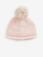 Pink Knit Baby Pom Hat (0mths-2yrs) - Image 2 of 3
