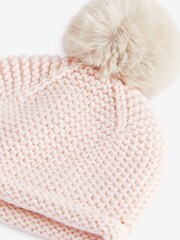 Pink Knit Baby Pom Hat (0mths-2yrs) - Image 3 of 3