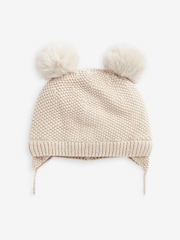 Neutral Knitted Double Pom Baby Hat (0mths-2yrs) - Image 3 of 4
