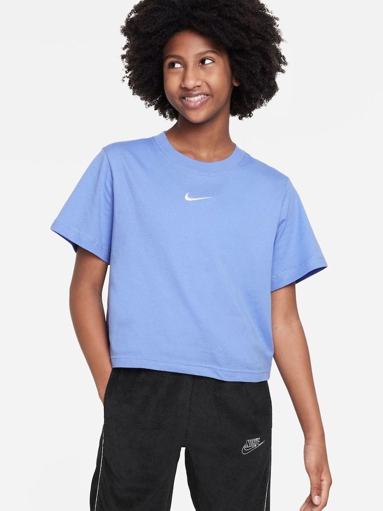 Nike Blue Oversized Essentials Boxy T-Shirt - Image 1 of 4 Nike Blue Oversized Essentials Boxy T-Shirt - Image 1 of 4