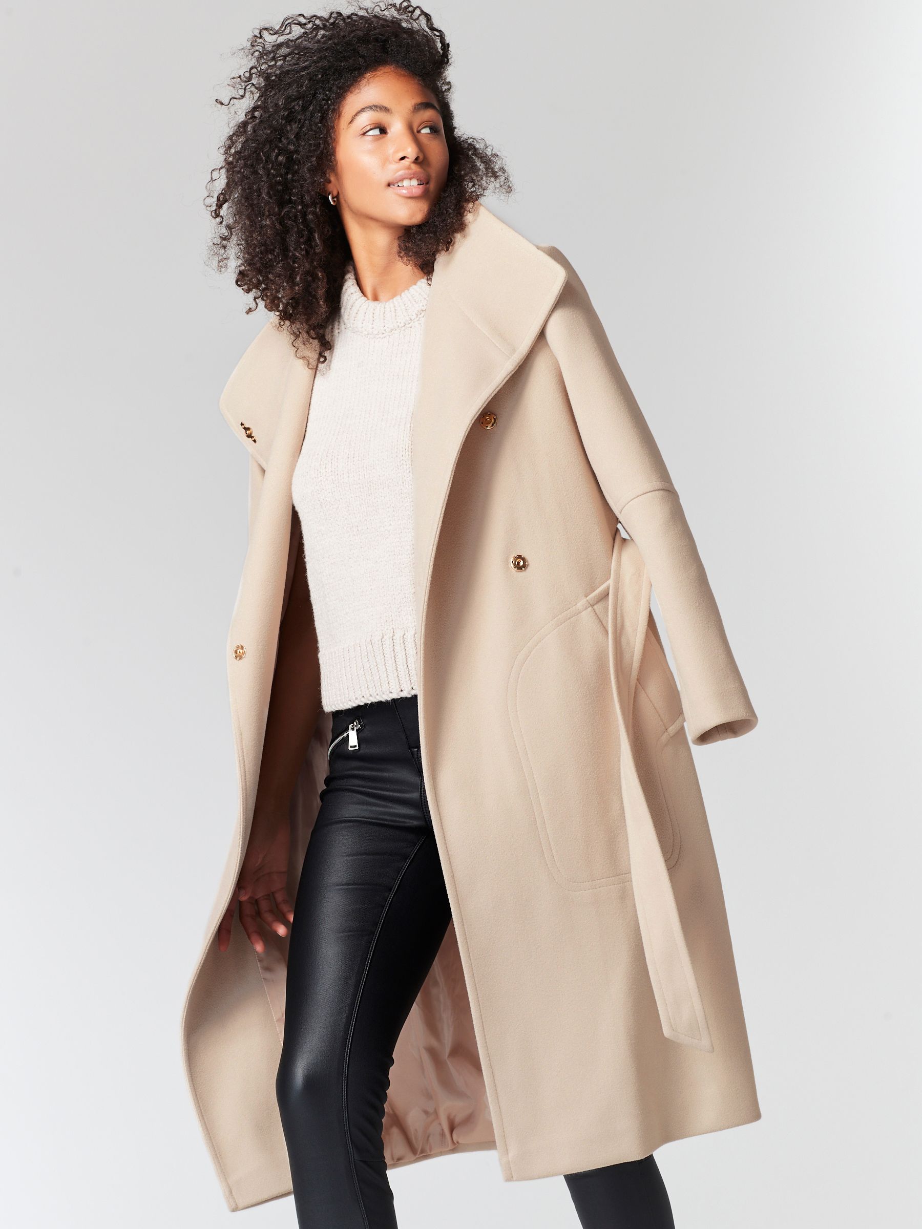 Smart funnel neck coat top