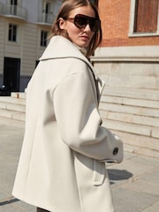 Winter White Double Breasted Long Sleeved Peacoat - Image 2 of 5
