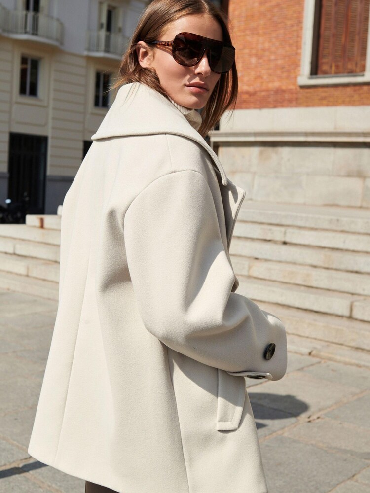 Winter White Double Breasted Long Sleeved Peacoat - Image 2 of 5