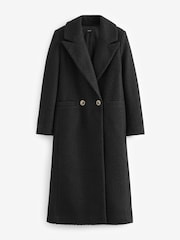 Black Longline Bouclé Coat - Image 5 of 7