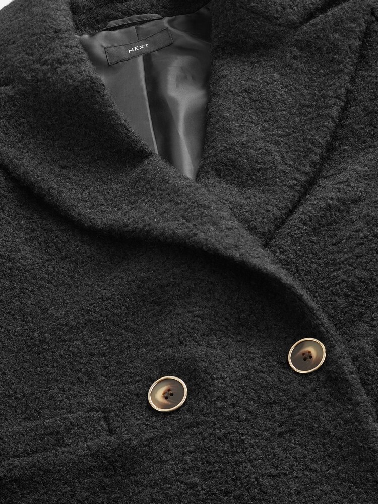 Black Longline Bouclé Coat - Image 7 of 7