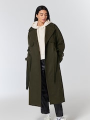 Khaki Green Belted Quilt Lined Trench Style Coat - Image 2 of 9