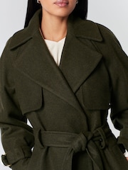 Khaki Green Belted Quilt Lined Trench Style Coat - Image 5 of 9