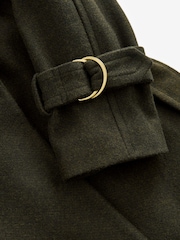 Khaki Green Belted Quilt Lined Trench Style Coat - Image 8 of 9