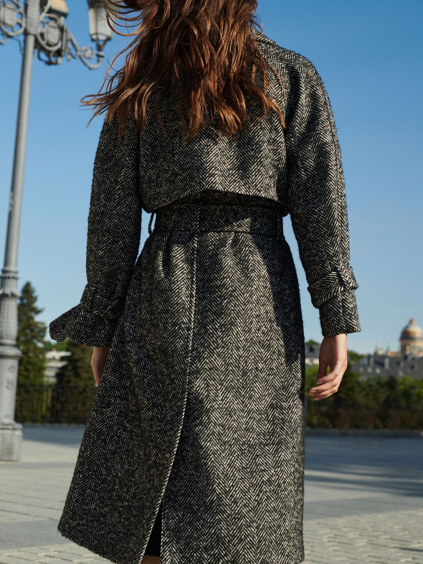Zara herringbone coat sale