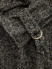 Textured Monochrome Herringbone Belted Quilt Lined Trench Style Coat - Image 6 of 7