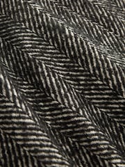 Textured Monochrome Herringbone Belted Quilt Lined Trench Style Coat - Image 7 of 7