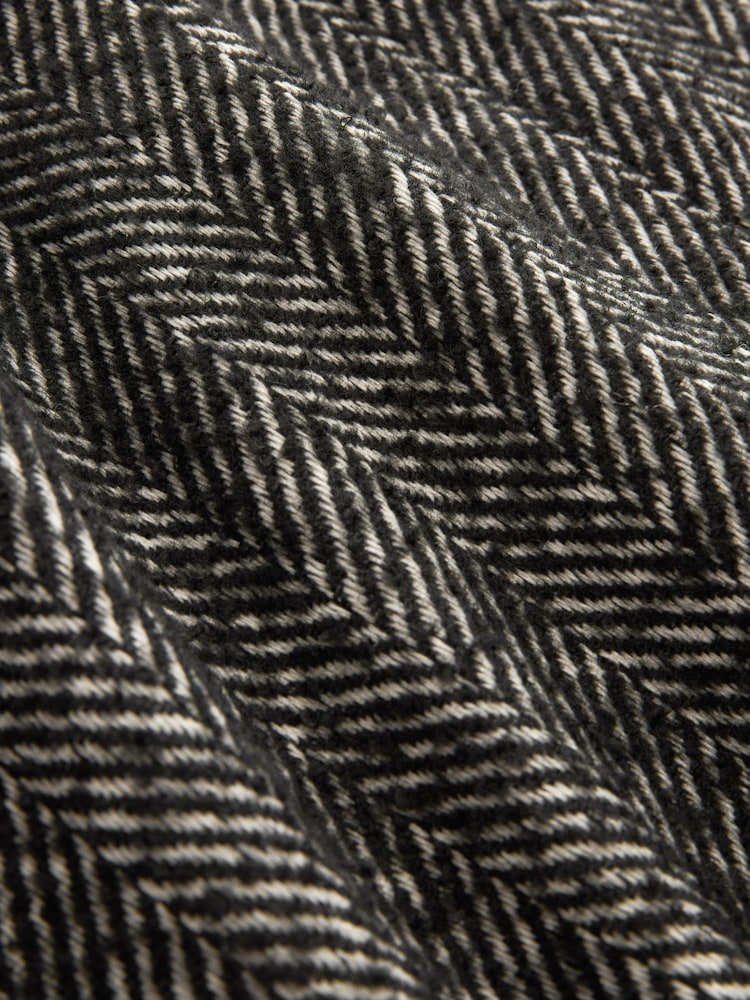 Textured Monochrome Herringbone Belted Quilt Lined Trench Style Coat - Image 7 of 7
