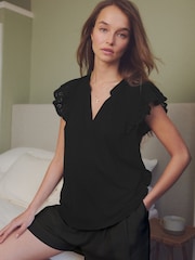 Black Broderie Frill T-Shirt - Image 4 of 7