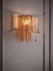 Rockett St George Pink Plume Glass Flush Wall Light - Image 1 of 6