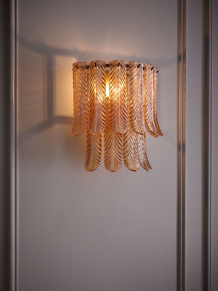 Rockett St George Pink Plume Glass Flush Wall Light - Image 1 of 6