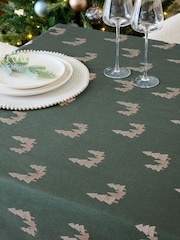 Green Christmas Tree 100% Cotton Wipe Clean Table Cloth - Image 2 of 3