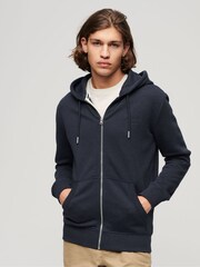 Темно-синий - Superdry 100% Cotton Essential Logo Zip-Up Hoodie - Image 1 of 8