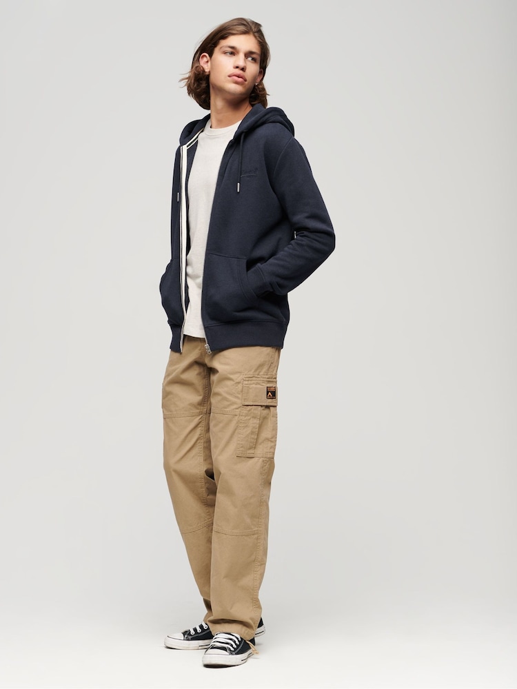 Темно-синий - Superdry 100% Cotton Essential Logo Zip-Up Hoodie - Image 2 of 8