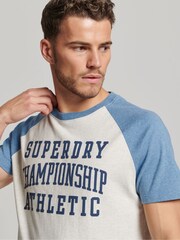 Superdry Blue Vintage Gym Raglan Sports 100% Cotton Top - Image 4 of 7