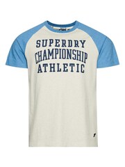 Superdry Blue Vintage Gym Raglan Sports 100% Cotton Top - Image 6 of 7