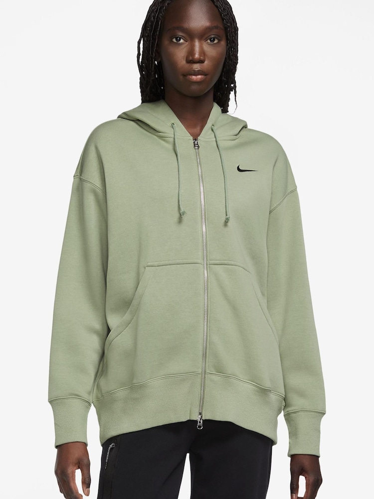 Nike Khaki Green Mini Swoosh Full Zip Hoodie - Image 1 of 3