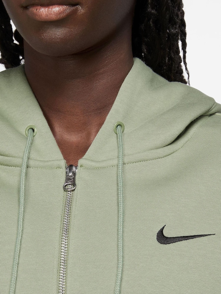 Nike Khaki Green Mini Swoosh Full Zip Hoodie - Image 3 of 3 Nike Khaki Green Mini Swoosh Full Zip Hoodie - Image 3 of 3