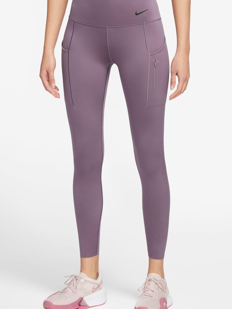 Nike Purple Premium Go Firm-Support Mid-Rise 7/8 Leggings with Pockets - Image 1 of 3