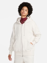 Nike Ivory Phoenix Fleece Mini Swoosh Oversized Full Zip Hoodie - Image 1 of 11