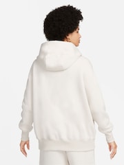 Nike Ivory Phoenix Fleece Mini Swoosh Oversized Full Zip Hoodie - Image 3 of 11