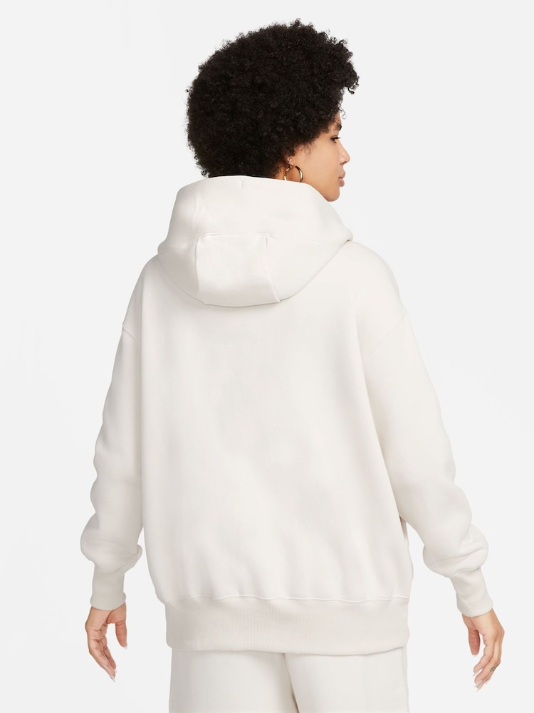 Nike Ivory Phoenix Fleece Mini Swoosh Oversized Full Zip Hoodie - Image 3 of 11
