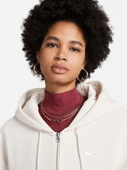 Nike Ivory Phoenix Fleece Mini Swoosh Oversized Full Zip Hoodie - Image 4 of 11