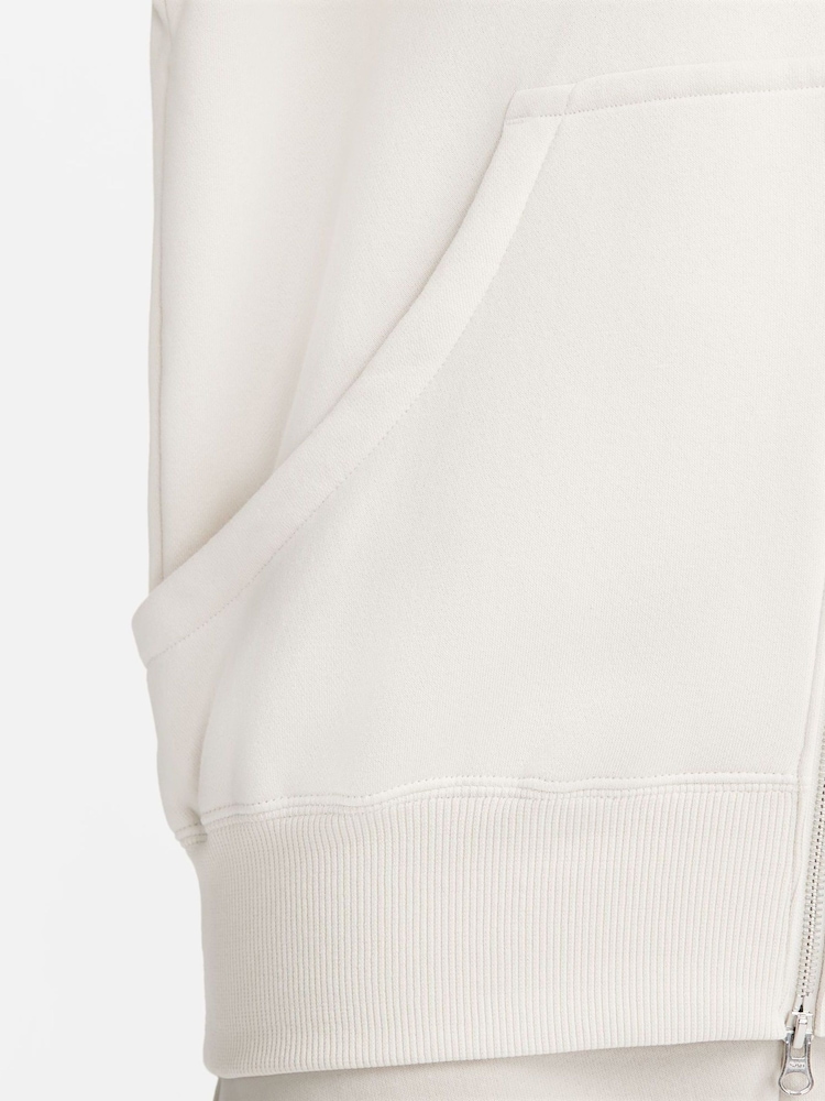 Nike Ivory Phoenix Fleece Mini Swoosh Oversized Full Zip Hoodie - Image 9 of 11