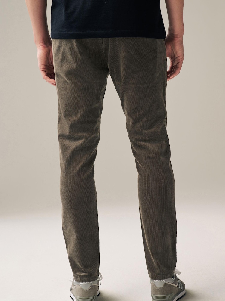 Brązowy - Slim Fit Corduroy Chino Trousers - Image 4 of 9