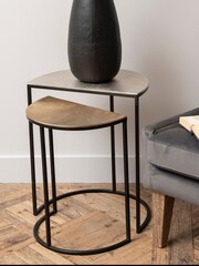 Libra Interiors Silver Set of 2 Starburst Side Tables - Image 1 of 3