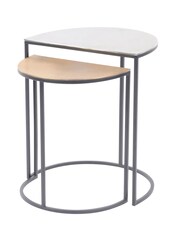 Libra Interiors Silver Set of 2 Starburst Side Tables - Image 2 of 3