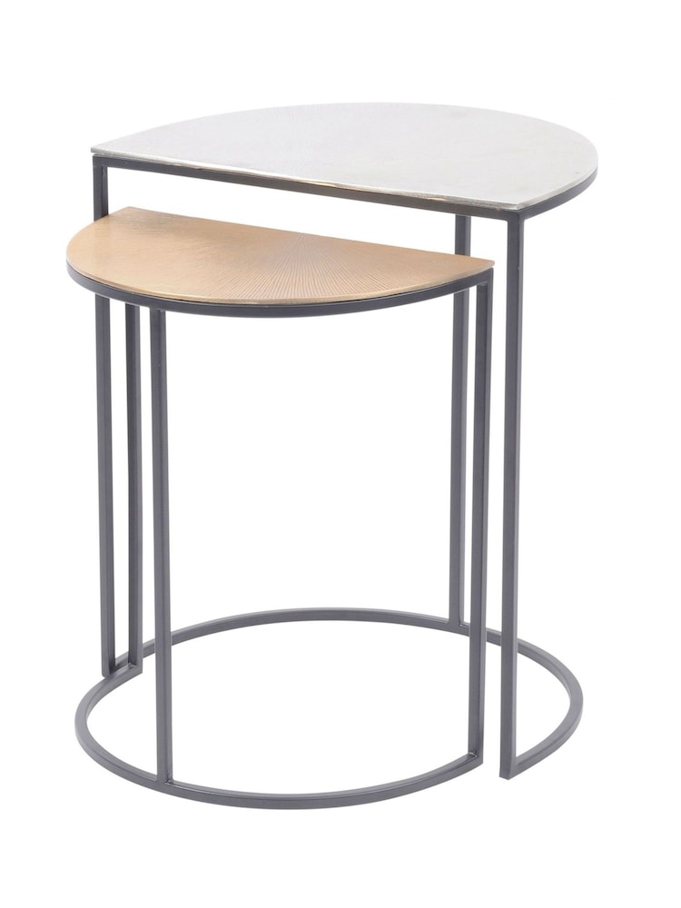 Libra Interiors Silver Set of 2 Starburst Side Tables - Image 2 of 3