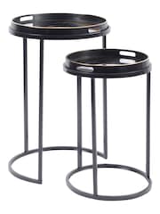 Libra Interiors Black Set Of 2 Gold Swirl Design Tray Tables - Image 2 of 3