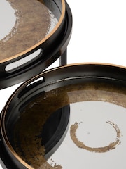 Libra Interiors Black Set Of 2 Gold Swirl Design Tray Tables - Image 3 of 3