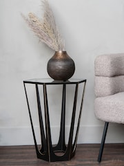 Libra Interiors Bronze Catalan Gilded Glass Top Side Table - Image 1 of 2