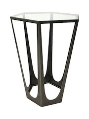 Libra Interiors Bronze Catalan Gilded Glass Top Side Table - Image 2 of 2