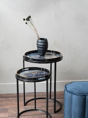 Libra Interiors Black Set Of 2 Vesuvius Tray Tables - Image 1 of 1