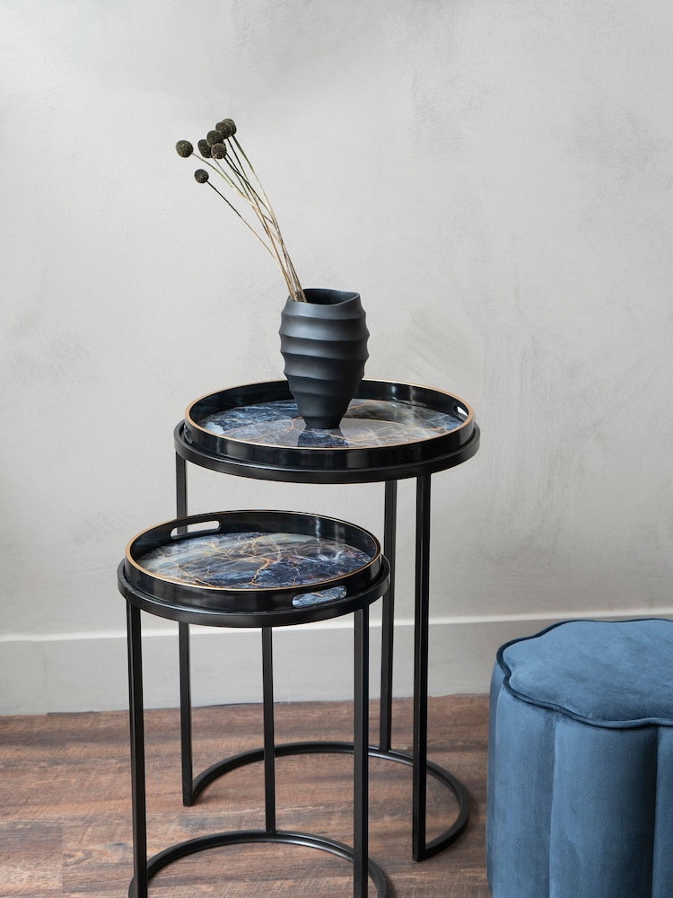 Libra Interiors Black Set Of 2 Vesuvius Tray Tables - Image 1 of 1