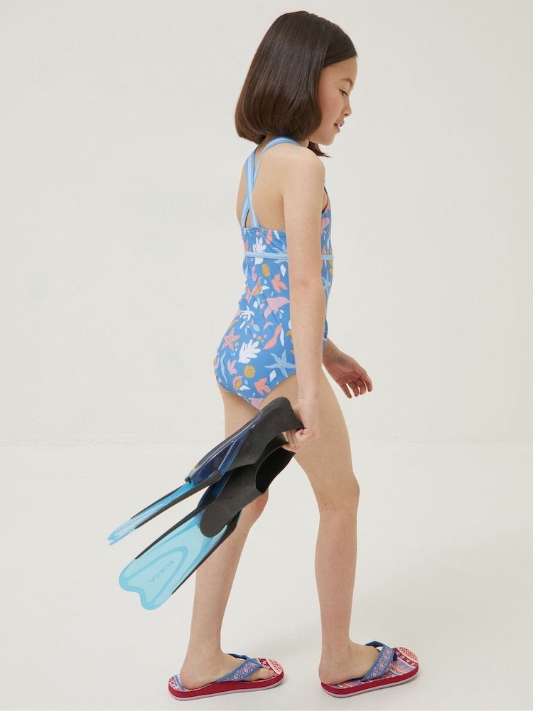 FatFace Blue Sea Scape Swimsuit - Image 1 of 4