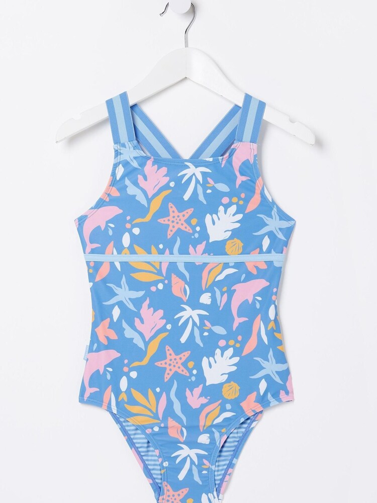 FatFace Blue Sea Scape Swimsuit - Image 4 of 4
