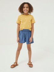 FatFace Blue Embroidered Chambray Flippy Shorts - Image 1 of 4