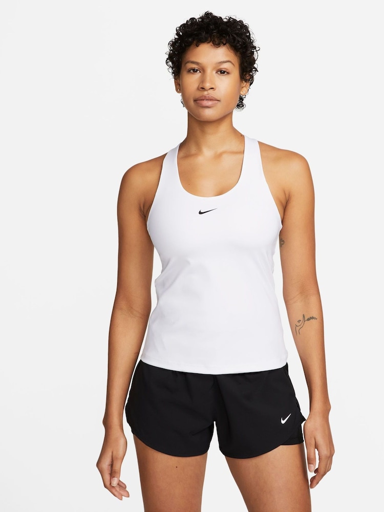Nike White Medium Swoosh Support Padded Vest With Built In Sports Bra - Image 1 of 4